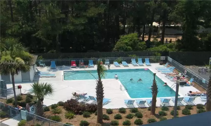 View of swimming pool featuring a patio