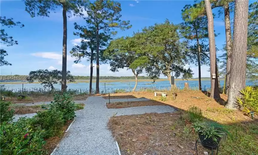 View of yard featuring a water view