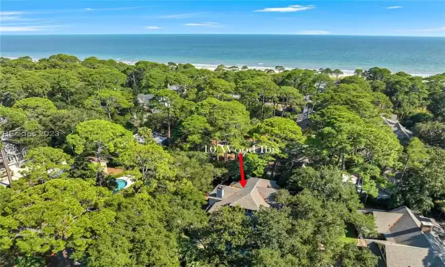 Arial view shows the proximity to the beach.