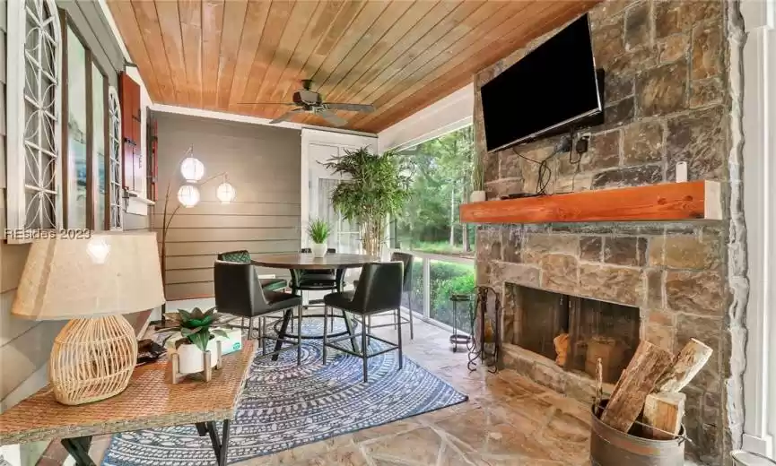 very private back screened porch.