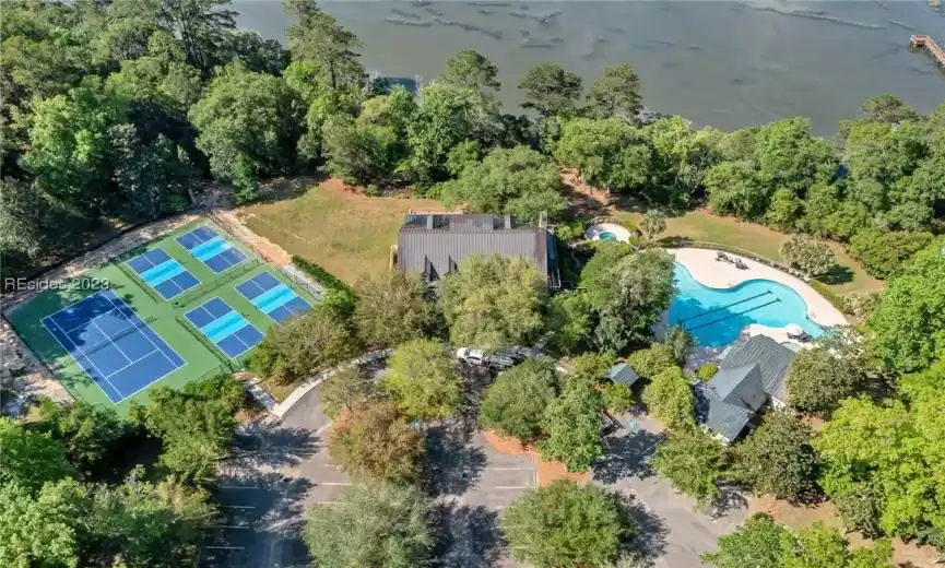 The Club House,Pool, Pickle Ball/Tennis Facilities perched high on bluff on the River!