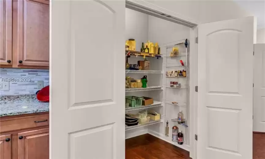 Large double door pantry off the kitchen.