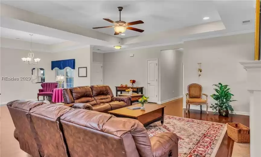 One more look at the great room/living room with dining room configuration to the left.