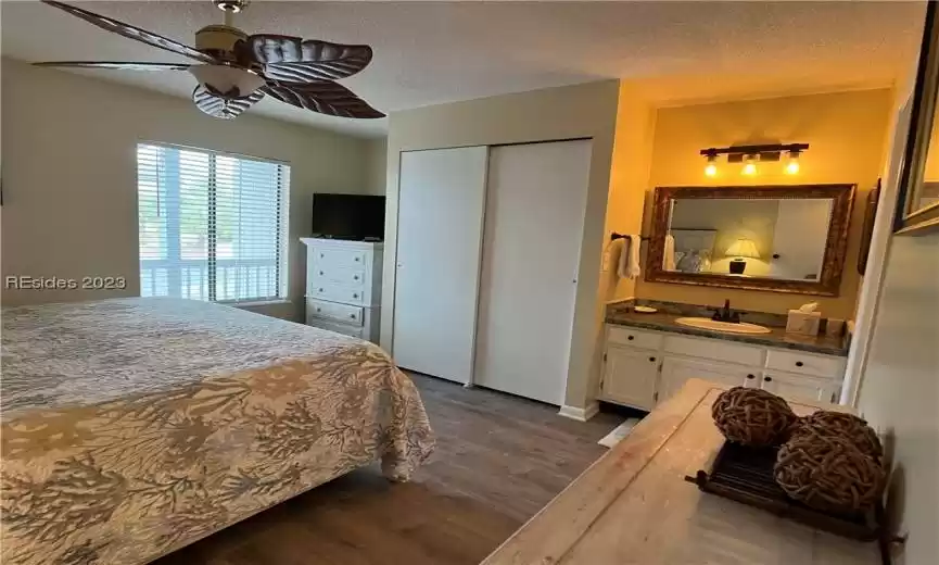 Bathroom vanity in bedroom