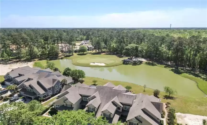 Ariel view of the home and the backyard showing the Par 3
