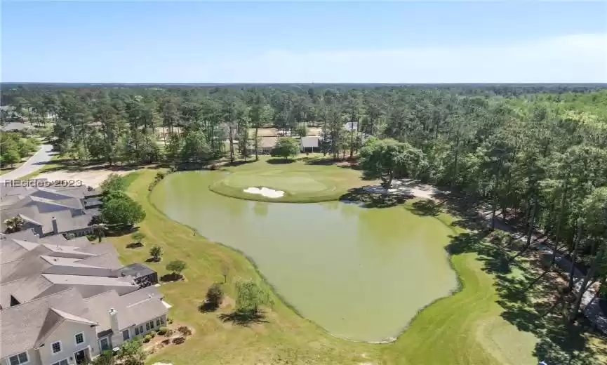 Drone iew of Par 3 of the 3rd Hole which alligns with back of home.