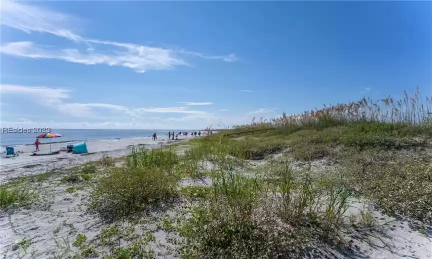 View of ocean from boardwalk.