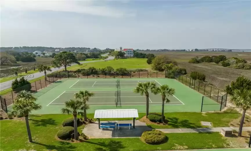 Tennis courts and pickleball courts.