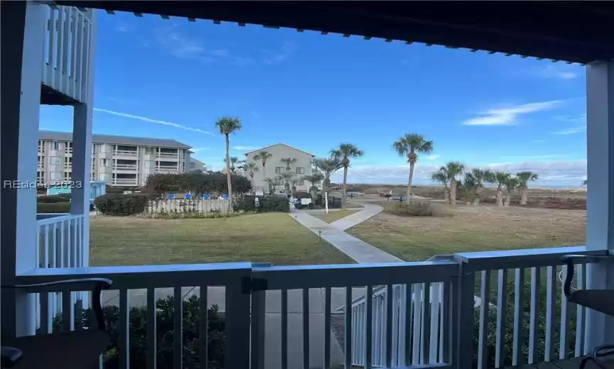 One of two balconies looking out to Cedar Reef Pool and ocean.