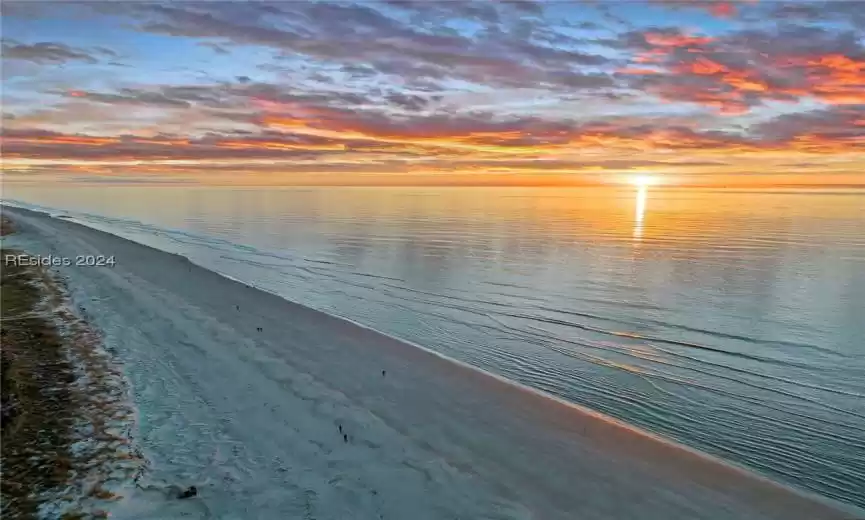 View of beach at sunrise