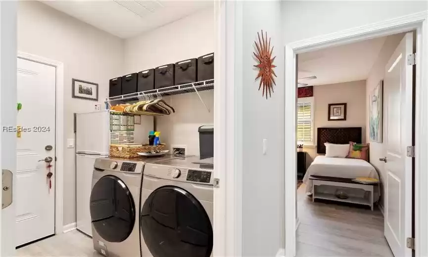 Laundry area with washer hookup, and independent washer and dryer