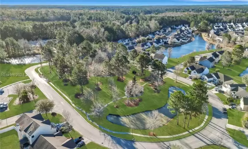 aerial view of green space park