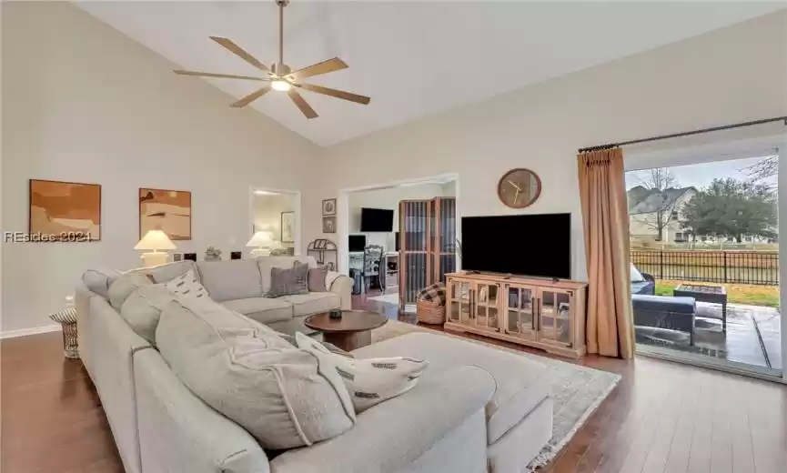 vaulted ceiling in living space.