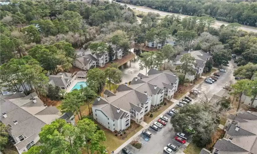 Great closeup of Building F showing the view from the 3rd floor of the pool and lagoon.