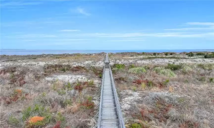 This scenic boardwalk winds its way through sandy dunes to access stunning beaches.