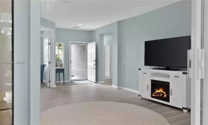 Living room featuring light wood-type flooring
