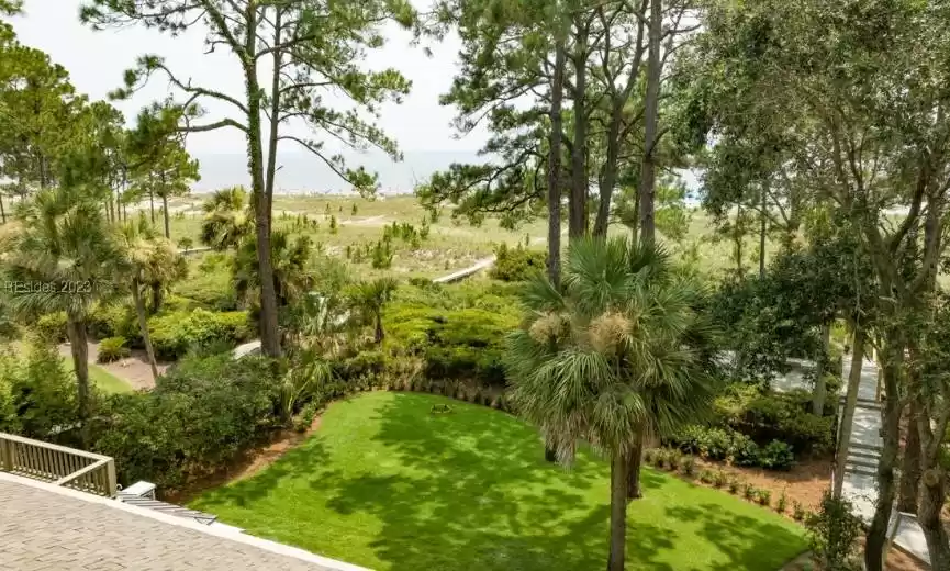View to Landscaped Backyard and Ocean  from Upstairs Bedroom