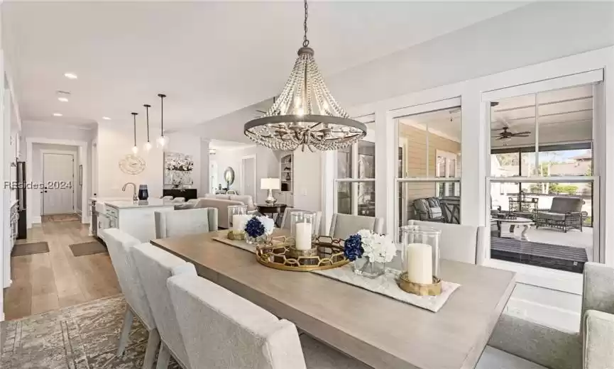 Dining area open to kitchen great for hosting a dinner party or holiday gathering