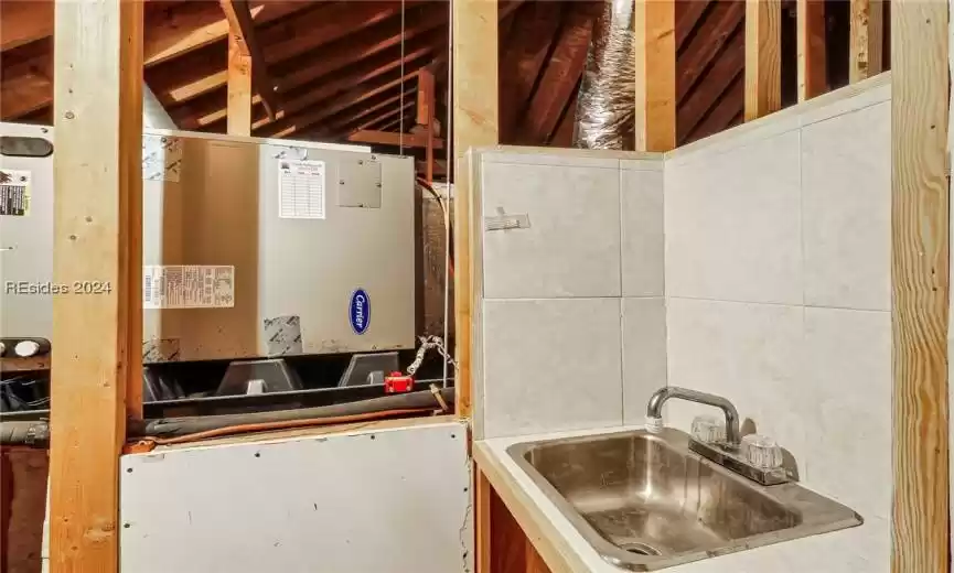 Attic & HVAC area with a mini sink!