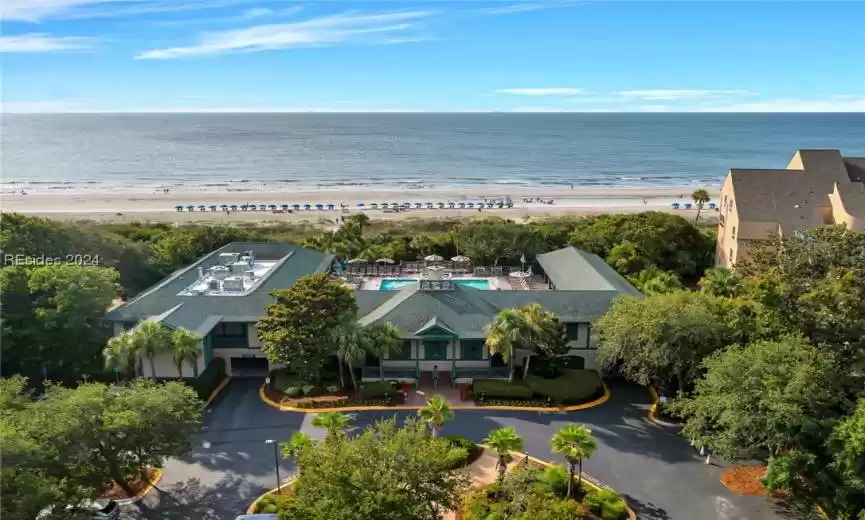 Bird's eye view with a view of the beach and a water view