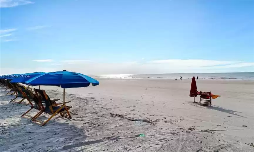 Water view with a beach view