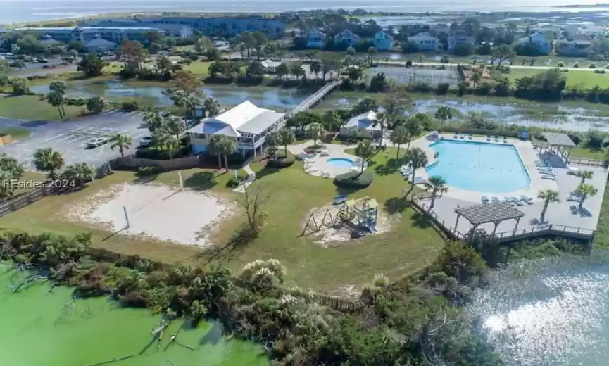 Aerial view of Harbor Island pool.