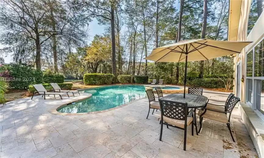 View of pool featuring a patio area