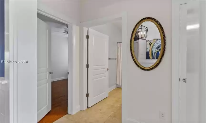 Hallway featuring light wood-type flooring
