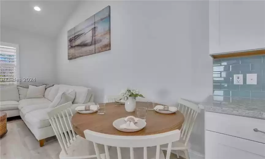 The seller has incorporated a dining space within the kitchen