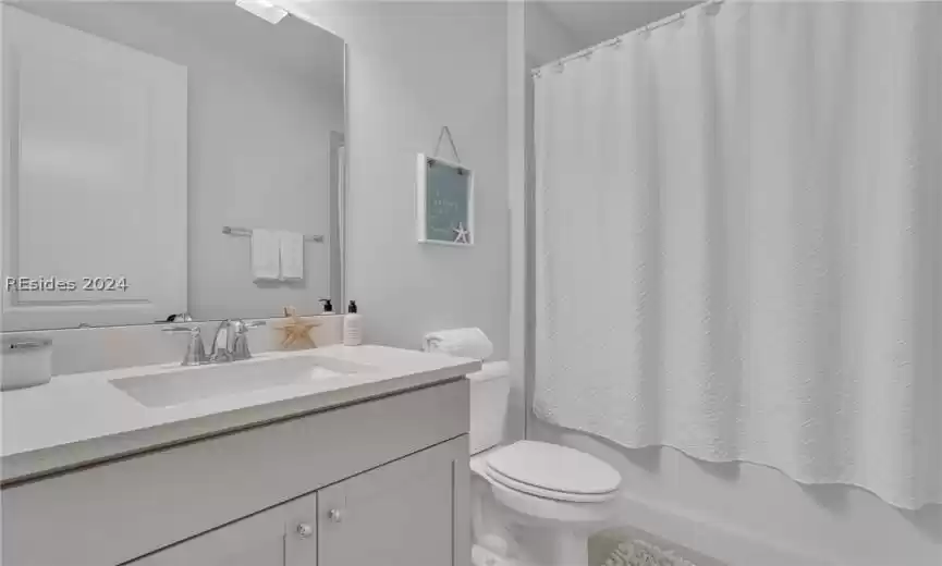 Quartz counters and elevated vanity