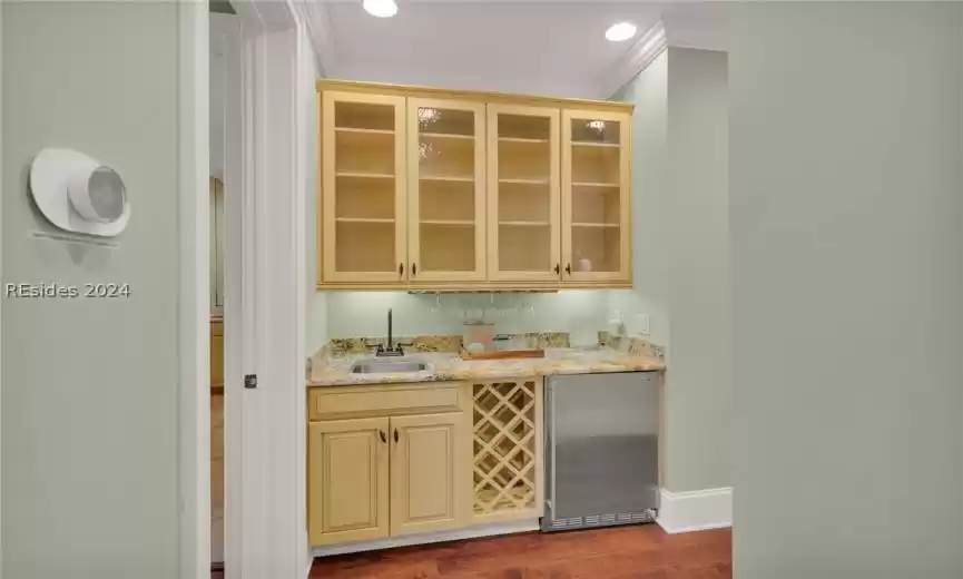 Bar with refrigerator