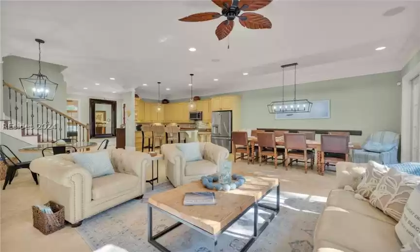 Open floor plan kitchen, dining, living room & breakfast area