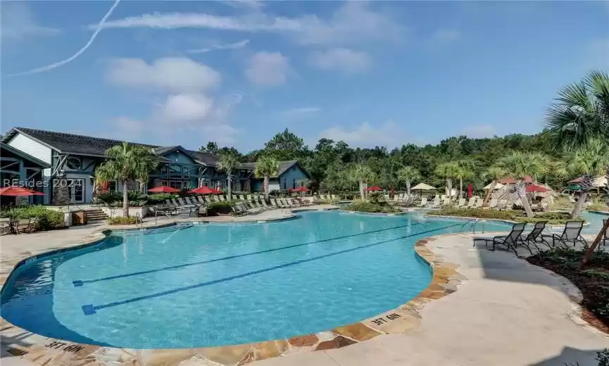 Lap pool side of the Lazy River Pool