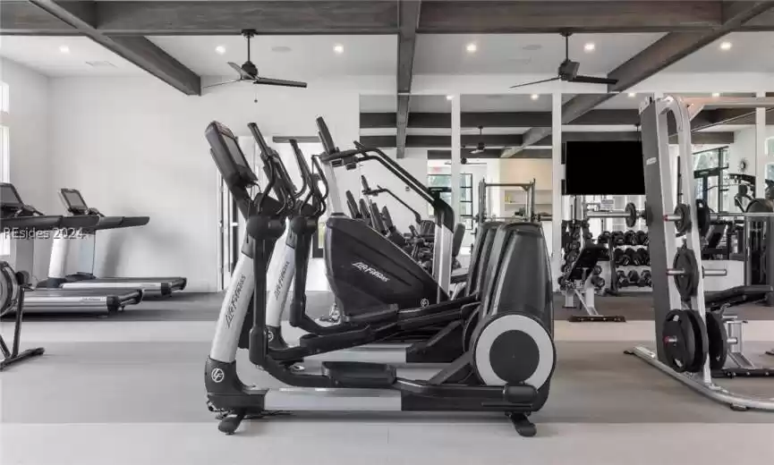 Exercise room with a wealth of natural light