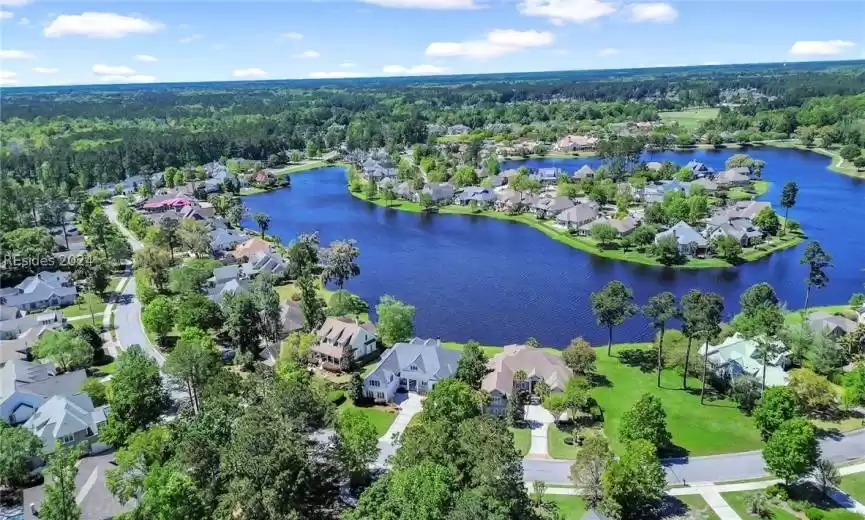 Front of house and lagoon setting behind