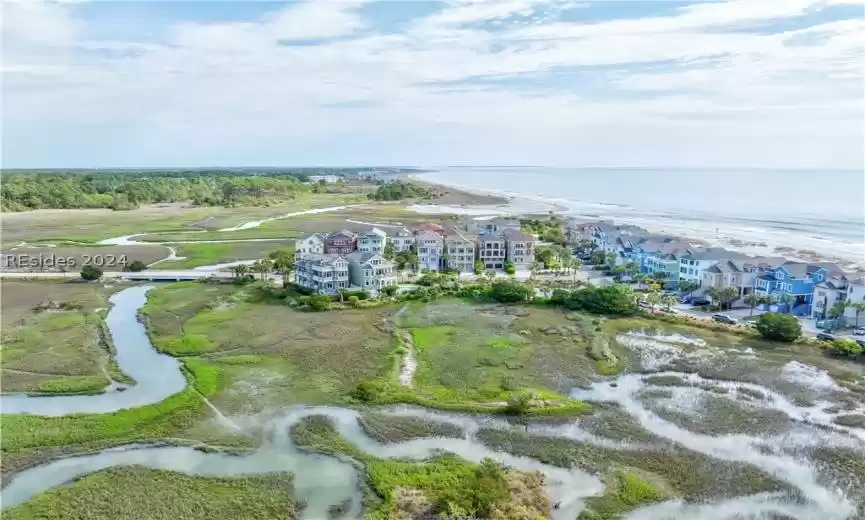 Aerial view of march to ocean