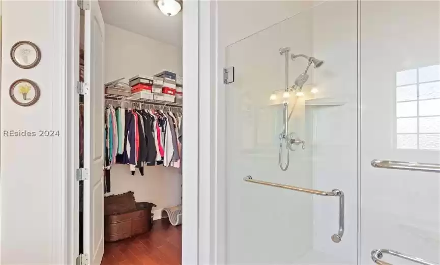 Bathroom with walk in Shower, plus Large Closet with hardwood floors)