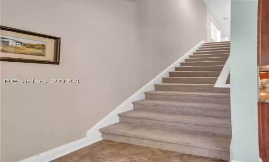 Stairway with tile flooring