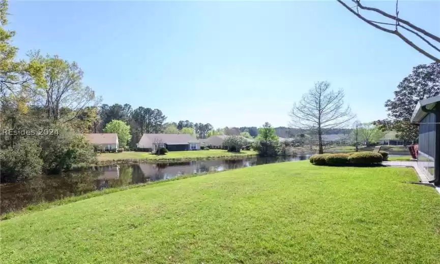 View of yard featuring a water view
