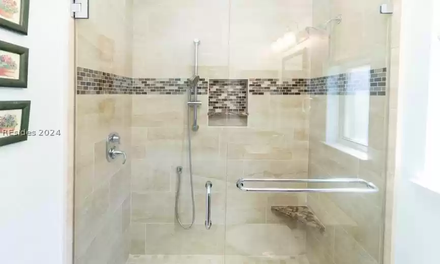 Beautifully designed guest bathroom shower.