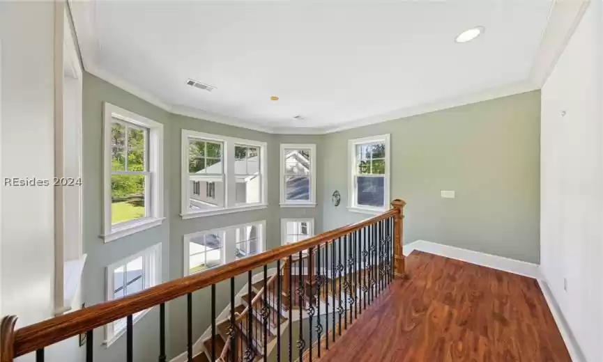 Balcony with bank of windows