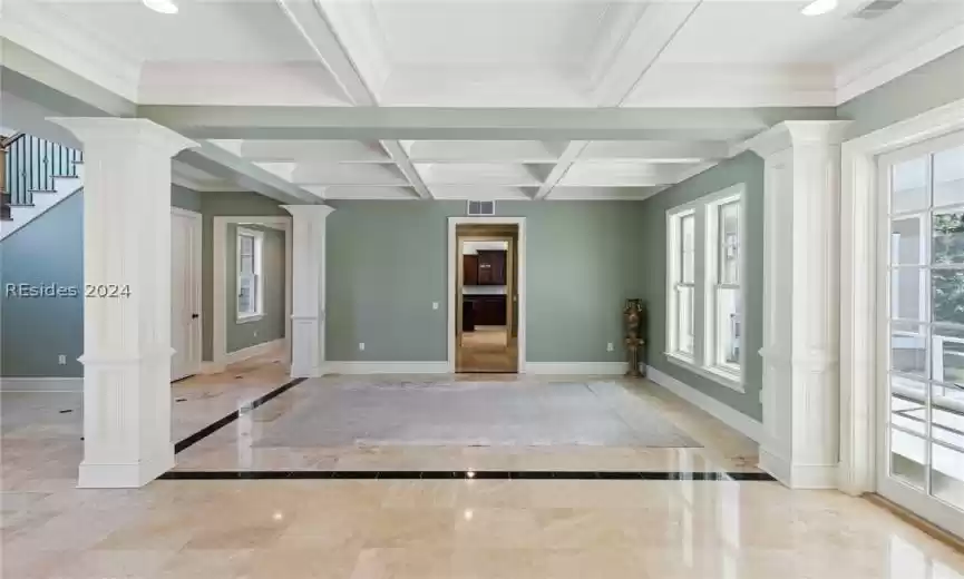 Coffered ceilings & crown  & base molding Plenty of room for entertaining