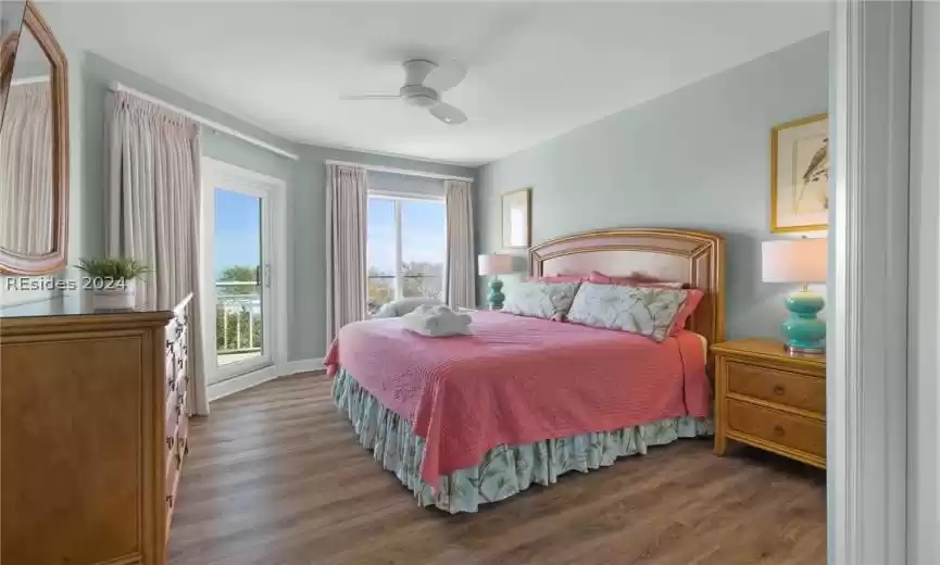 Primary bedroom with view of the ocean