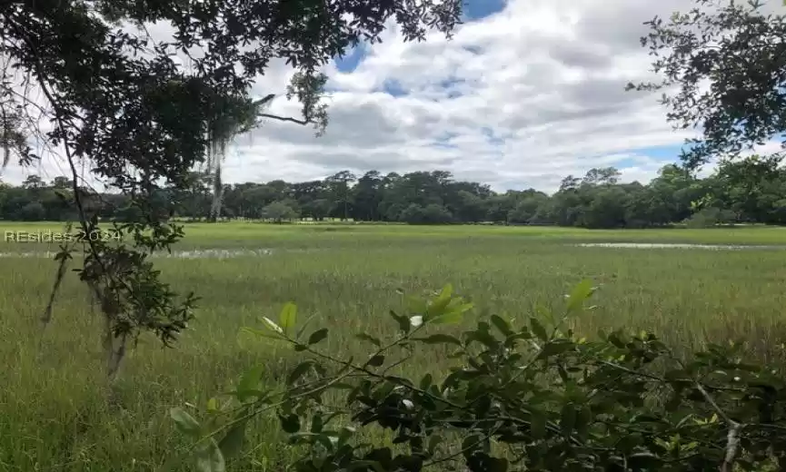 View over marsh to 11th hole.