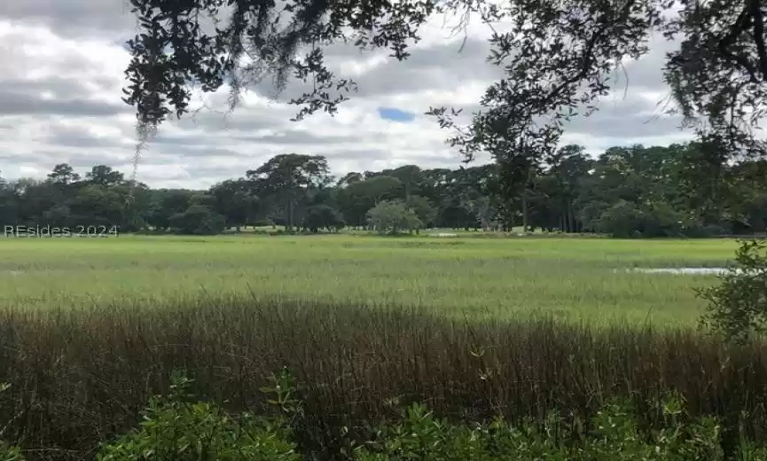 View over marsh to 11th hole.