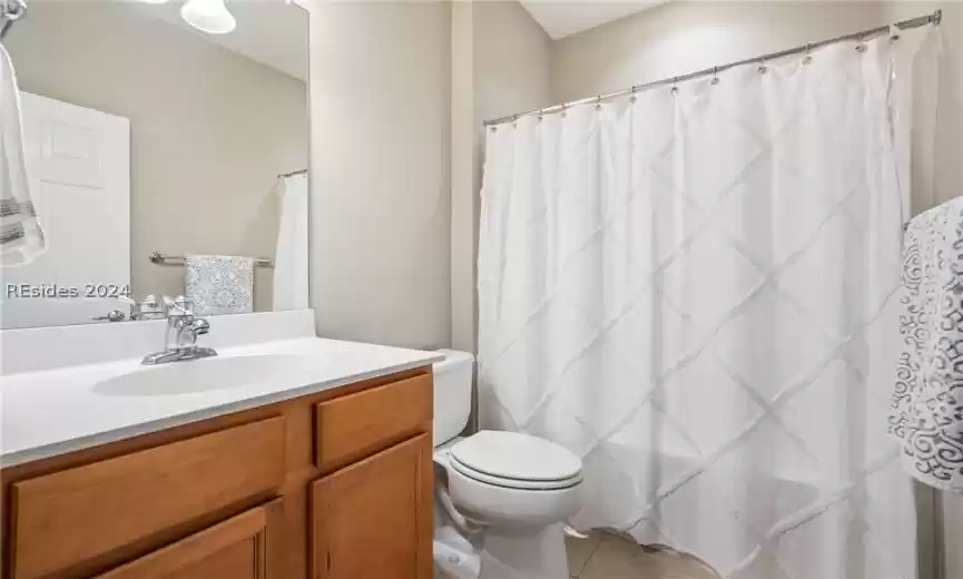 Hall bath is off 2nd bedroom