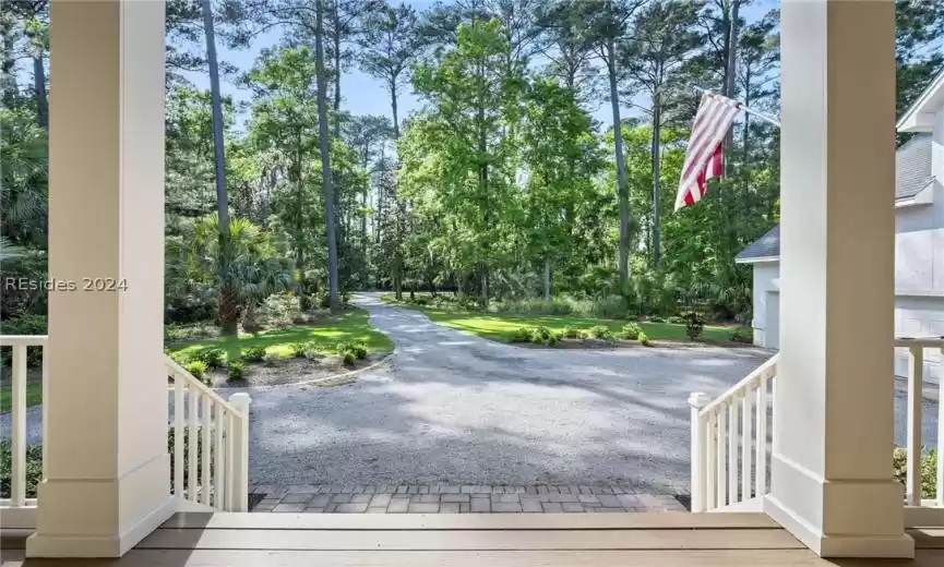 Front porch view down driveway